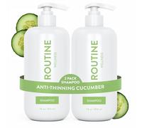 Routine Wellness Anti-Thinning Shampoo for Thinning Hair - Biotin DHT Blocker Women & Men - Color Safe Shampoo for Hair Loss & Healthy Hair - Cucumber (Pack of 2)