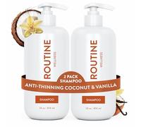 Routine Wellness Anti-Thinning Shampoo for Thinning Hair - Biotin DHT Blocker Women & Men - Color Safe Shampoo for Hair Loss & Healthy Hair - Coconut & Vanilla (Pack of 2)