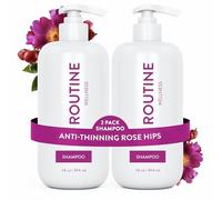 Routine Wellness Anti-Thinning Shampoo for Thinning Hair - Biotin DHT Blocker Women & Men - Color Safe Shampoo for Hair Loss & Healthy Hair - Rose Hips (Pack of 2)