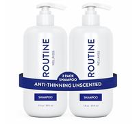 Routine Wellness Anti-Thinning Shampoo for Thinning Hair - Biotin DHT Blocker Women & Men - Color Safe Shampoo for Hair Loss & Healthy Hair - Unscented (Pack of 2)