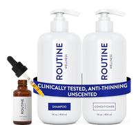 Routine Wellness Shampoo and Conditioner Set and Hair Serum for Thinning Hair - DHT Blocker Women & Men - Color Safe Shampoo for Hair Loss & Hair Growth - Unscented Set + Serum