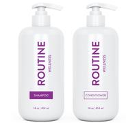 Routine Wellness Shampoo and Conditioner Set for Stronger Hair - Vegan Clinically Tested Biotin Shampoo with Nourishing Oils and Vitamins - Rose
