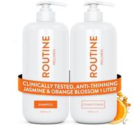 Routine Wellness Shampoo & Conditioner Set - Strengthening & Volumizing for Thinning Hair - Promotes Full, Voluminous, Healthy Hair - Jasmine & Orange Blossom Set - 1 Liter