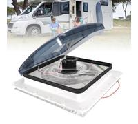 Rouwthio 12V RV Roof Vent Fan w/ 3 Speed Intake & Exhaust Automatic Level Permanent Reversible Motorhome Fan with Electric Crank Lift & Smoke Lid (Includes Screws & Garnish)