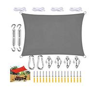 ROUYA Sun Shade Sail Shade Sail 4 x 6 m, HDPE Awning Sail, Rectangular Awnings Sun Protection UV Screen, Breathable, for Garden Terrace Balcony(Gray,4x6m)