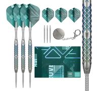 TARGET Darts Rove Steel Tip Swiss Point Darts, 90% Tungsten Dart Set, Barrel 01-22G | Steel Tip Dart Sets, Green & Silver Darts, Professional Dart Set with Swiss Points & Tool