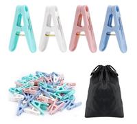 Rovedcity Plastic Clothespins, 56pcs Colorful Laundry Clips, 2in Small Clothes Pins with Clothespin Bag, Clothespins for Hanging Clothes, 4 Colors Drying Line Pegs for Kitchen