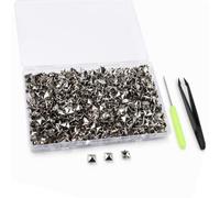 Rovelin 500Pcs Metal Studs with Awl for Clothing Pyramid Studs Punk Spikes | Silver square rivets kit for DIY leather crafts jackets shoes bags belts accessories durable rustproof easy installation