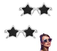 Rovelin Star Shaped Sunglasses, Funky Disco Glasses for Adults | Photobooth Props,Festival Silver Sunglasses, Novelty Party Glasses for Festival, Prom, Photo Booth Props, 80s Retro Style