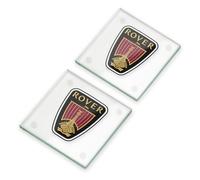 Rover Badge Glass Coaster Set 1989-2003 Logo British Car Gift OFFICIAL LICENCED PRODUCT (2, Plain Packaging)