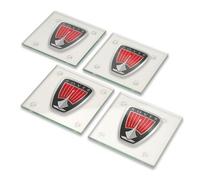 Rover Badge Glass Coaster Set 2003-2005 Logo British Car Gift OFFICIAL LICENCED PRODUCT (4, Plain Packaging)