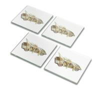 Rover SD1 Glass Coaster Set Classic British Car Diagram Advert Gift OFFICIAL LICENCED PRODUCT (4, Gift Box Packaging)