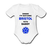 ROVERS BRISTOL Shhh! I'm watching with Daddy Mummy Grandad Unique Football Babygrow Cute Personalised Funny Baby Vest Grow Boys Girls Unisex Gift Babygrow Bodysuit