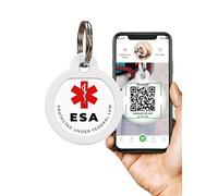 ROVERTAGS QR Code Pet Tag Service Dog ID - ESA - Emotional Support Service Dog Name Tags (ESA, S)