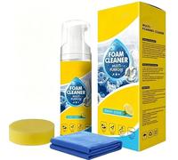 rovian Multi-Purpose Foam Cleaner Kit 150ML,Rinse-Free Deep Cleaning Foam Spray with Sponge & Towel, Powerful Stain & Grease Remover for Car Interior, Kitchen, Bathroom, Sofa & Upholsteryt (1PACK)