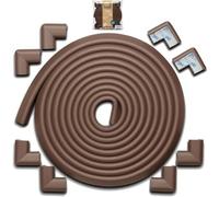 RovingCove Edge Corner Protector Baby Proofing (Large 18ft 8 Corners), Hefty-Fit Heavy-Duty, Soft NBR Rubber Foam, Furniture Fireplace Safety Bumper Guard, 3M Adhesive, Coffee Brown