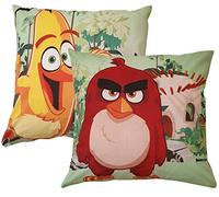 Rovio Filled Cushion Angry Birds Fierce Flock, 45cm x 45cm (approx.), Chuck, Red Yellow Green, Reversible Decorative Scatter Cushion