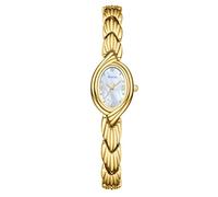 Rovixs Small Bracelet Watches Vintage Easy Read Ladies Quartz Wrist Watches Adjustable Strap with Tool, Gold-white