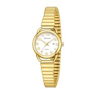 Rovixs Waterproof Petite Women's Easy Reader Glod Watch,Classic Women's Elegant with Watch,Stainless Steel Expansion Band, Gold White, M(5.5"-7.5")