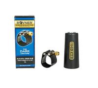 Rovner 1RL Series Premium Dark Ligature for Alto/Tenor Slim Saxophone with Hard Rubber Mouthpeice - Black/Polished Alloy