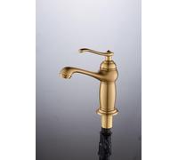 ROVOGO Antique Brass Vintage Retro Small Tap for Bathroom Basin, Single Handle Mono Bathroom Sink Mixer Tap, Brass Construction Monobloc Basin Mixer Tap, Cloakroom Classic Countertop Basin Faucet