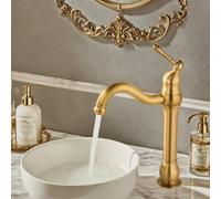 ROVOGO Antique Brass Vintage Retro Tall Tap for Bathroom Basin, High Rise Bathroom Sink Mixer Tap with 360° Swivel Spout, Brass Construction Basin Mixer Tap, Cloakroom Classic Countertop Basin Faucet