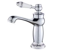 ROVOGO Chrome Vintage Retro Small Basin Mixer Tap for Bathroom with Ceramic Lever, Monobloc Bathroom Sink Mixer Tap, Brass Construction, Mono Cloakroom Classic Countertop Basin Faucet