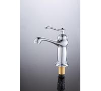 ROVOGO Chrome Vintage Retro Small Tap for Bathroom Basin, Single Handle Mono Bathroom Sink Mixer Tap, Brass Construction Monobloc Basin Mixer Tap, Cloakroom Classic Countertop Basin Faucet