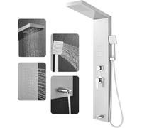 ROVOGO Shower Panel Tower System, 4 Modes - Rainfall, Massage Jets, Hand Shower and Bath Spout, Brushed Stainless Steel Shower Column, Wall Mounted