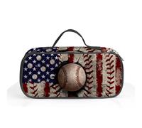 ROVOZAR Baseball Pencil Case, American Flag Baseball Pencil Box for Kids Pen Bag, Large Capacity Sport Pen Pouch with Zipper Compartments for School Office