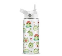 ROVOZAR Frog Water Bottle - Frog 16oz Stainless Steel Water Bottle with Straw - Cute Frogs Insulated Cup for Girls Boys - Frogs Kids Tumbler for School, Sports, Travel