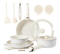 ROVSON 19pcs Non-Stick Pots & Pans Set, Induction, Detachable Handle, Beige
