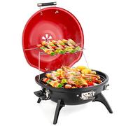 ROVSON Electric BBQ, Freestanding Barbecue Grill, 45cm Round Black, 83cm Stand for Garden, Patio & Indoor Outdoor Grilling (Red tabletop)