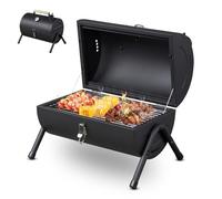 ROVSON Portable BBQ Charcoal Grill, Tabletop Oil Drum Barbecue Smoker with Chimney, Camping Gadgets for Outdoor Cooking