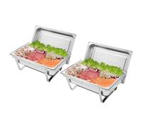 ROVSUN 2 Pack Chafing Dish for Buffet, 9 Quart Stainless Steel Chafing Dish Buffet Set with Rolled-Edge Design, Chafers and Buffet Warmers Sets with Folding Frame for Party, Catering, Wedding