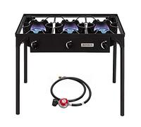 ROVSUN 3 Burner Outdoor Propane Gas Stove High Pressure 225,000 BTU Stand Cooker for Backyard Cooking Camping Home Brewing Canning Turkey Frying, 20 PSI CSA Listed Regulator