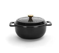 ROVSUN 5 Quart Enameled Cast Iron Dutch Oven with Lid, Dual Handles, Oven Safe up to 500°F or on Stovetop, Compatible for Braising, Stews, Roasting, Bread Baking-Black