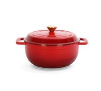 ROVSUN 5 Quart Enameled Cast Iron Dutch Oven with Lid, Dual Handles, Oven Safe up to 500°F or on Stovetop, Compatible for Braising, Stews, Roasting, Bread Baking-Red