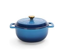 ROVSUN 5 Quart Enameled Cast Iron Dutch Oven with Lid, Dual Handles, Oven Safe up to 500°F or on Stovetop, Compatible for Braising, Stews, Roasting, Bread Baking-Blue