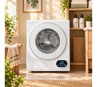 ROVSUN Compact 2.5KG Vented Tumble Dryer, 850W 4 Intelligent Drying Modes | Smart LCD Control/Adjustable Timer/Anti-Wrinkle Tech/Child Lock/Dual Temperature Protection /for Apt, Home, Dorm, RVs, White