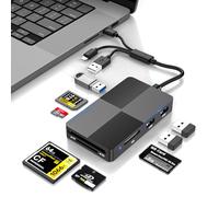 Rovurna 8-in-3 USB C Card Reader, Multi SD Card Reader for CF XD MS TF Micro SD, USB Hub with 3 USB 2.0 Ports, Compatible with iPhone, iPad, MacBook, Windows & Android