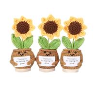 RovyFota 3pcs Mini Cute Positive Sunflower Crochet Thank You Crochet Gift Teacher Appreciation Gift Christmas, Birthday Best Friend,Teacher, Sister, Mom Gifts (Emotional Support Sunflower)