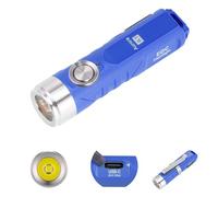 RovyVon A1 G4 650 Lumens Mini Torch Ultra-Compact 16.8g USB-C Rechargeable | Bright EDC Keychain Flashlight with Pocket Clip, Strobe & Mode Memory, IPX6 for Everyday Carry, Camping, Emergency, Blue