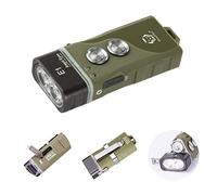 RovyVon E1 Hybrid Battery EDC Flashlight, Max 700 Lumen with Dual LED 6500K Cool White, Pocket Size USB-C Rechargeable Keychain Flashlight, Dual Power by Built-in Li-po/Replaceable AAA(ArmyGreen)
