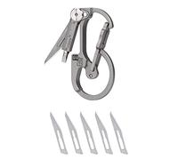 RovyVon Utility U4 Carabiner Keychain Titanium with Folding Multi Tool EDC Multi Function Tool Bottle Opener (Grey)