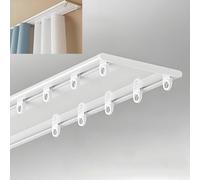 Row Ceiling Curtains Track, Heavy Duty Double Rail System, Room Divider | For Bedroom, Ultra-thin, Aluminum, Silent Sliding Rail, for Windows Easy Installation(2.4m(7.9ft ))
