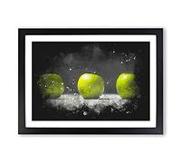 Row of Green Apples Paint Splash Framed Print | A2 Black Framed Wall Art | Ready to Hang | Modern Nature Picture | Living Room Bedroom Lounge Office