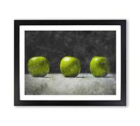 Row Of Green Apples Painting Modern Art Framed Print | A2 Black Framed Wall Art | Ready to Hang | Modern Historical Picture | Living Room Bedroom Lounge Office