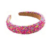 ROWAGY Sparkly Rainbow Sprinkle Multicolor Beaded Padded Headband Thick High Cushion Hair Hoop for Women Statement Hair Accessory for Party Wedding Birthday Carnival Festival Holiday Gift