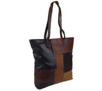 Rowallan of Scotland Ladies Leather Top Zip Tote Bag - Brown Multi